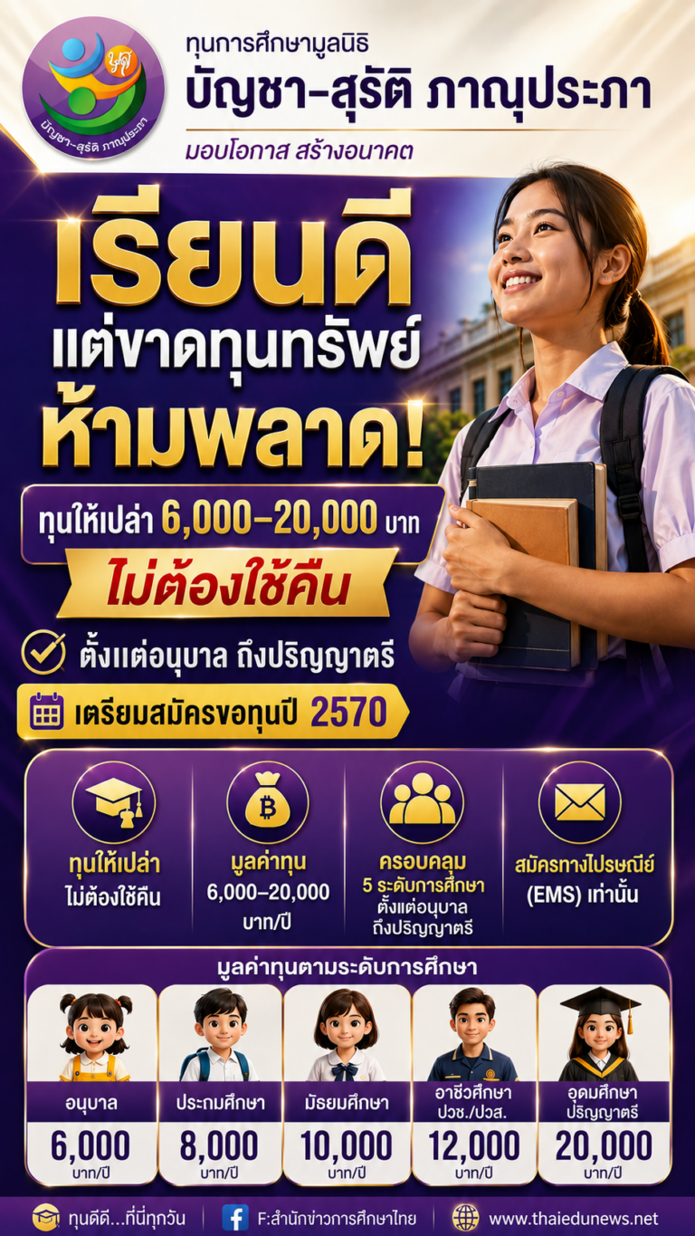 ทุนการศึกษามูลนิธิบัญชา-สุรัติ ภาณุประภา2570